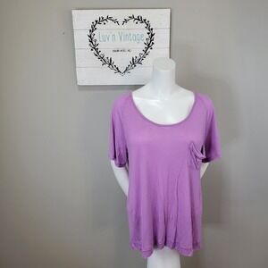 Charlotte Russe Womens‎ Purple Short Sleeve Scoop Neck Pocket Tee Shirt Size M
